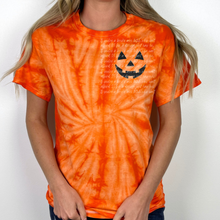 Load image into Gallery viewer, Black or Orange Tie Dye Pumpkin Face Embroidered Tee