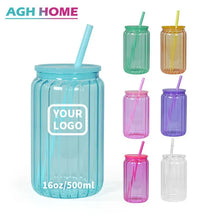 Load image into Gallery viewer, 16oz Sublimation Solid Color Streaked Glass Can