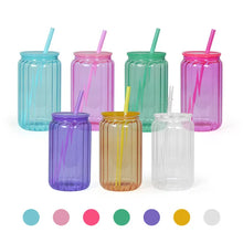 Load image into Gallery viewer, 16oz Sublimation Solid Color Streaked Glass Can