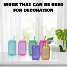 Load image into Gallery viewer, 16oz Sublimation Solid Color Streaked Glass Can