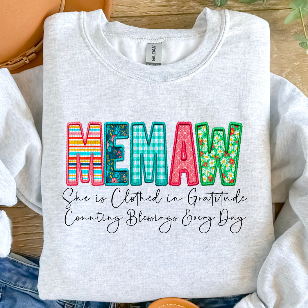 Memaw She is Clothed in Gratitude Sweatshirt