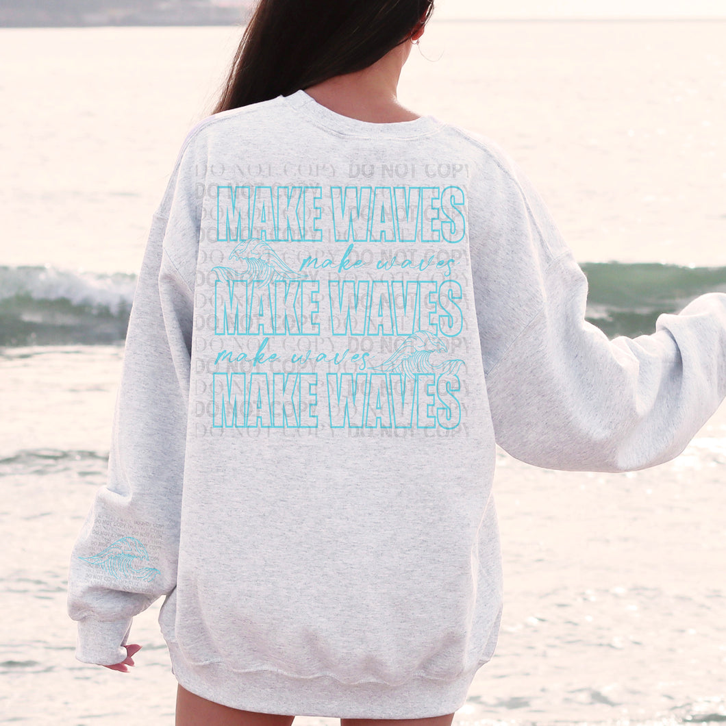 Make Waves Back & Sleeve Sweatshirt