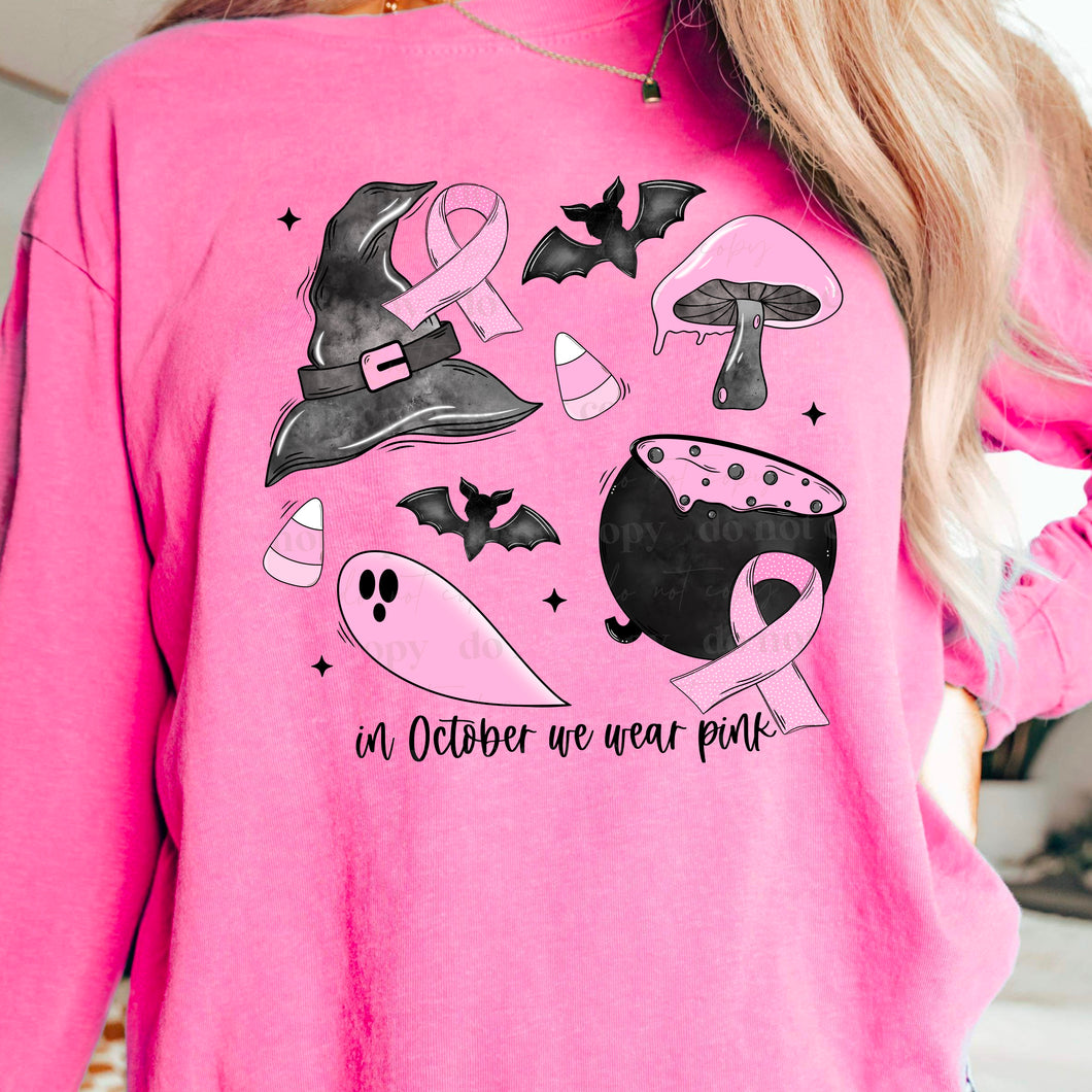 In October We Wear Pink Collage Long Sleeve T