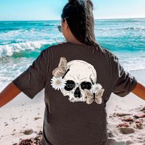 Load image into Gallery viewer, Butterfly and Skull Pocket and Back Tee
